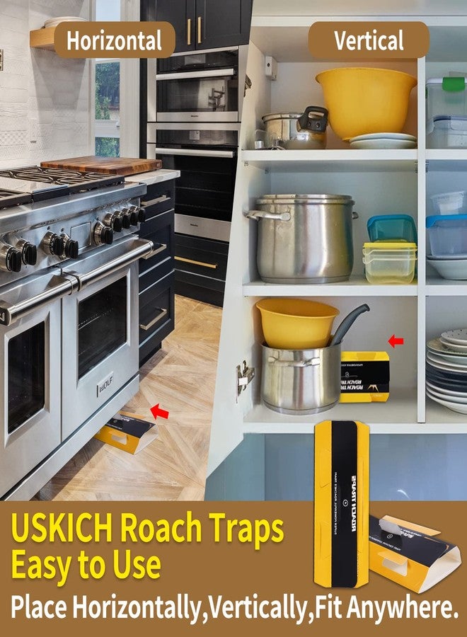 USKICH 60 Pack Roach Traps,Roach Killer Indoor Infestation,Cockroach Killer Indoor Home,Glue Roach Traps,Roach Motel,Child & Pet Friendly - Image 5